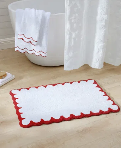 Peri Home Scallop Cotton Bath Rug, 30" X 20" In Red