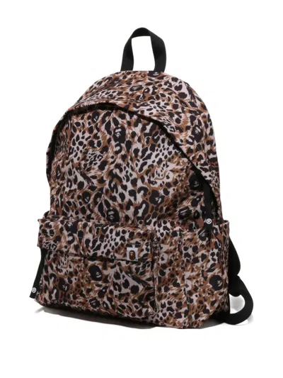 A Bathing Ape Leopard-print Backpack In Brown