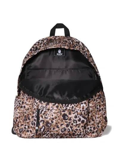 A Bathing Ape Leopard-print Backpack In Brown