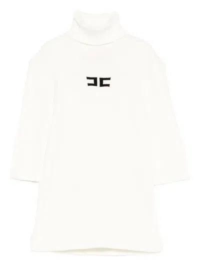Elisabetta Franchi La Mia Bambina Embroidered-logo Turtleneck Top In White