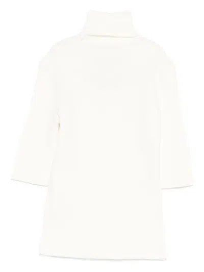 Elisabetta Franchi La Mia Bambina Embroidered-logo Turtleneck Top In White