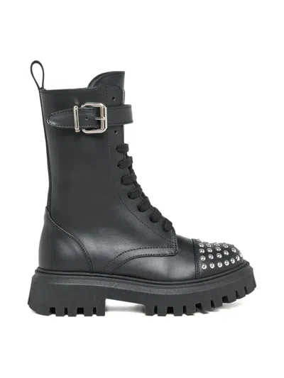 Marni Combat Boots With Studs On The Toe In Black