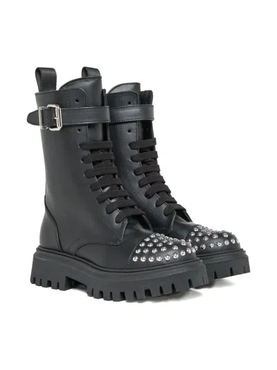 Marni Combat Boots With Studs On The Toe In Black