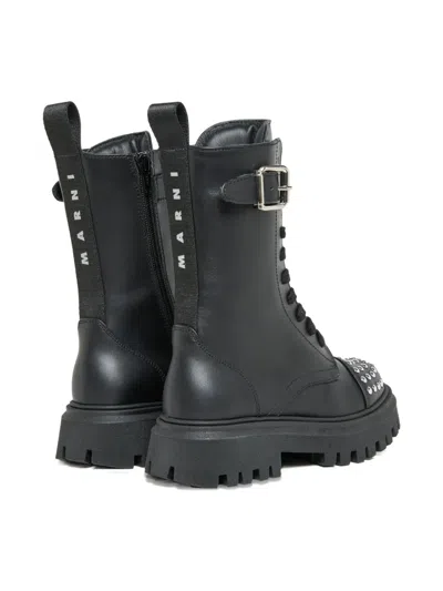 Marni Combat Boots With Studs On The Toe In Black