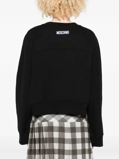 Moschino Graphic Crew Neck Long Sleeve Sweatshirt In Black
