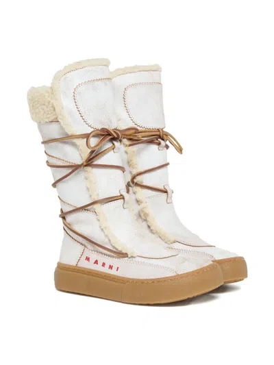 系带皮毛一体短靴