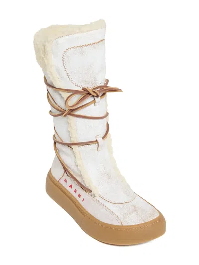 系带皮毛一体短靴