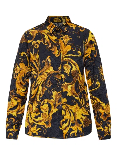 Versace Jeans Couture Shirt With Barocco Pattern In Black
