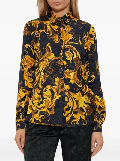 Versace Jeans Couture Shirt With Barocco Pattern In Black
