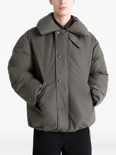 Lemaire Puffer Blouson With High Collar And Pockets In Gray