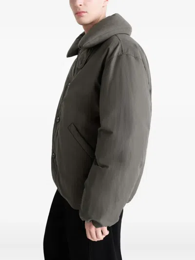 Lemaire Puffer Blouson With High Collar And Pockets In Gray