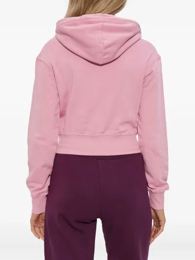Versace Jeans Couture Cropped Sweatshirt With Logo In Pink
