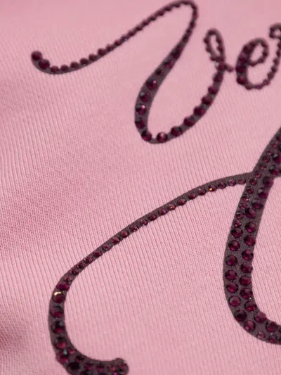Versace Jeans Couture Cropped Sweatshirt With Logo In Pink