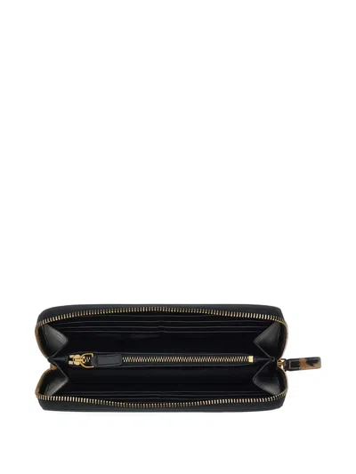 Roberto Cavalli Leopard-print Zip-around Wallet In Brown