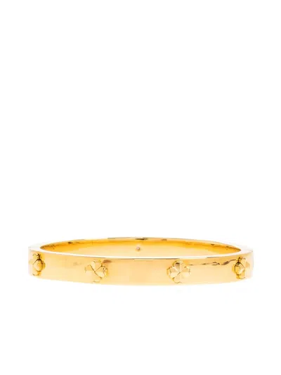Kate Spade Clover-embellished Bangle Bracelet In Gold