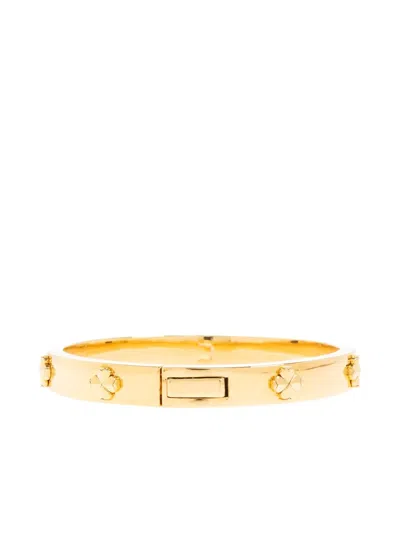 Kate Spade Clover-embellished Bangle Bracelet In Gold