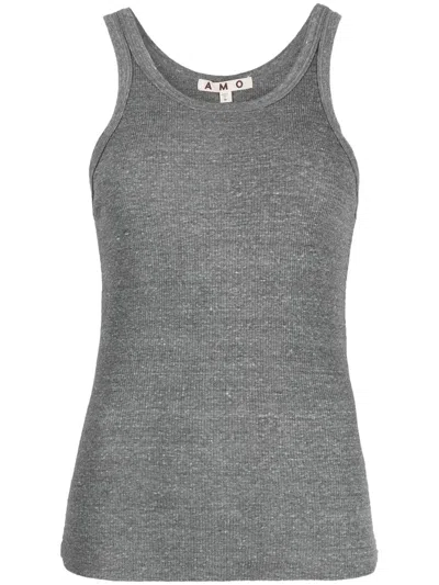 Amo Ribbed-knit Tank Top In Gray