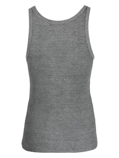 Amo Ribbed-knit Tank Top In Gray