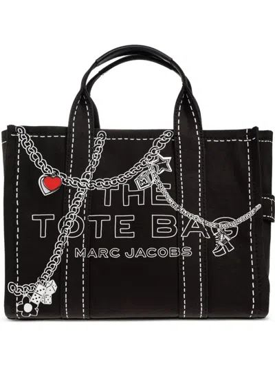 Marc Jacobs The Trompe L Oeil Charm Medium Tote Bag In Black