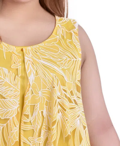 Ny Collection Plus Size Sleeveless Hi Lo Burnout Tunic Top In Gold