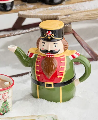 Certified International Nutcracker Parade 3-d Teapot In Multi