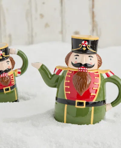 Certified International Nutcracker Parade 3-d Teapot In Multi