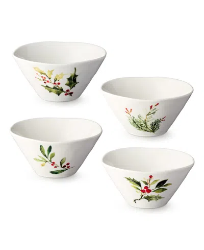 Certified International Holly Vines Ice Cream Bowls, Set Of 4 In White