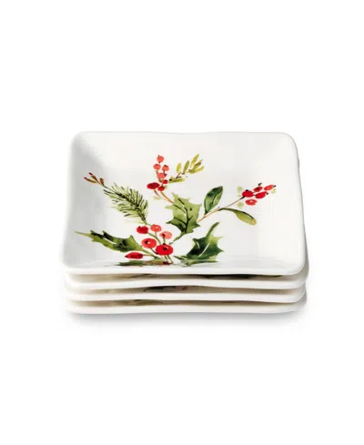Certified International Holly Vines Canape Plates, Set Of 4 In Multi