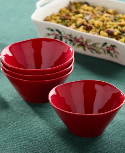 Certified International Berry Red Christmas Ice Cream Bowls, Set Of 4 In Multi