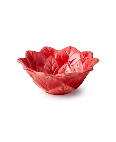 Certified International Winter Blooms Poinsettia Ice Cream Bowls, Set Of 4 In Red