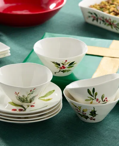Certified International Holly Vines Ice Cream Bowls, Set Of 4 In White