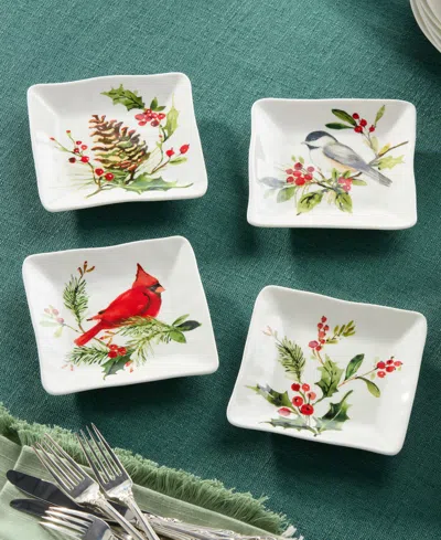 Certified International Holly Vines Canape Plates, Set Of 4 In Multi