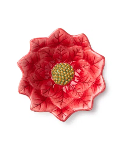 Certified International Winter Blooms Poinsettia Ice Cream Bowls, Set Of 4 In Red