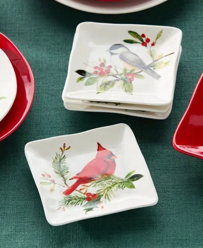 Certified International Holly Vines Canape Plates, Set Of 4 In Multi