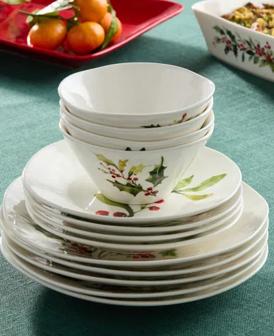 Certified International Holly Vines Ice Cream Bowls, Set Of 4 In White