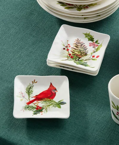 Certified International Holly Vines Canape Plates, Set Of 4 In Multi