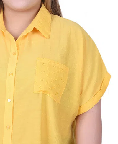 Ny Collection Plus Size Short Extended Sleeve Blouse In Yellow