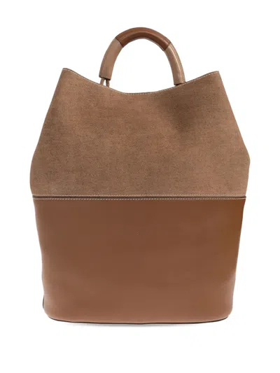 Furla Sfera S Suede Leather Tote Bag In Brown
