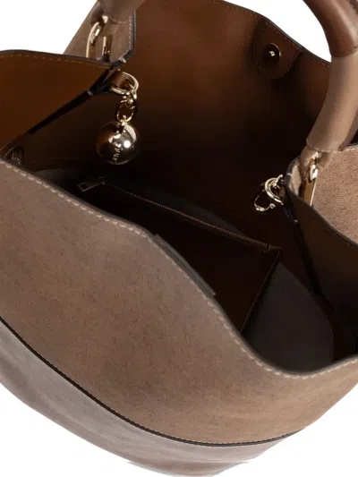 Furla Sfera S Suede Leather Tote Bag In Brown