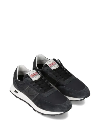 Philippe Model Tour Low Sneakers In Blue Suede And Fabric In Black