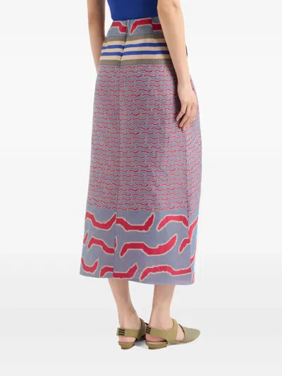 Giorgio Armani Patterned Jacquard Pleated Maxi Skirt In Gray