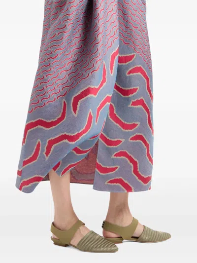 Giorgio Armani Patterned Jacquard Pleated Maxi Skirt In Gray