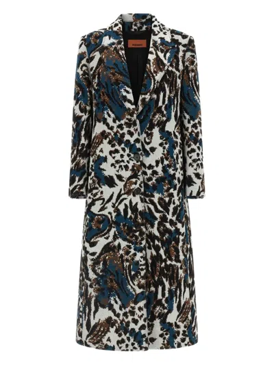 Missoni Long Animal Print Coat Featuring Pockets In Multi