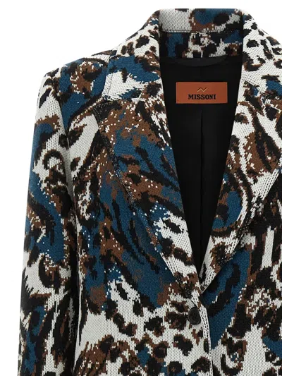 Missoni Long Animal Print Coat Featuring Pockets In Multi
