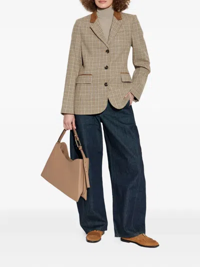 Rag & Bone Evia Houndstooth Plaid Blazer In Brown