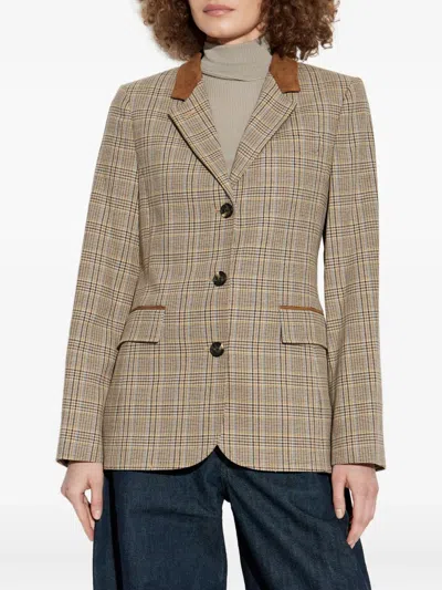 Rag & Bone Evia Houndstooth Plaid Blazer In Brown