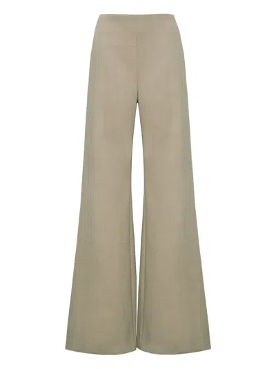 Adam Lippes Flared Welt-pockets Trousers In Gray