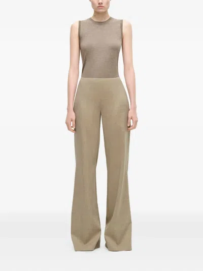 Adam Lippes Flared Welt-pockets Trousers In Gray