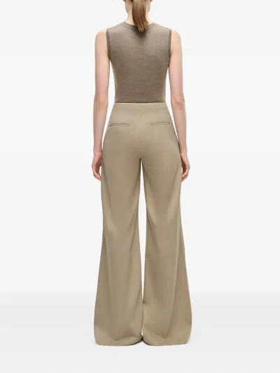 Adam Lippes Flared Welt-pockets Trousers In Gray