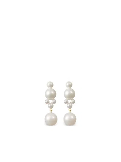 Sophie Bille Brahe Luna 14k Yellow Gold Pearl Earrings